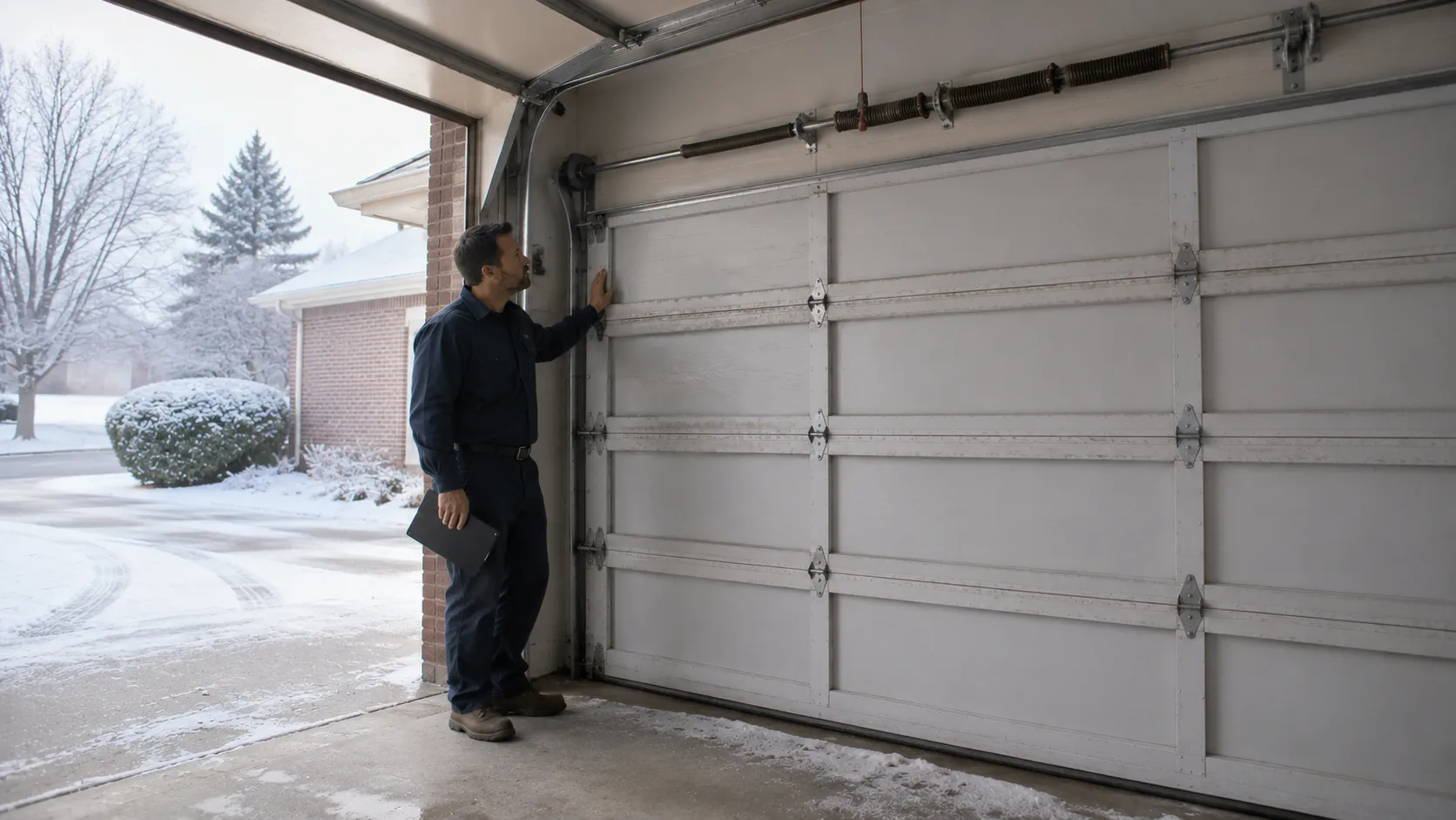 Garage door detail illustrating why garage door seals fail faster on corona's older homes