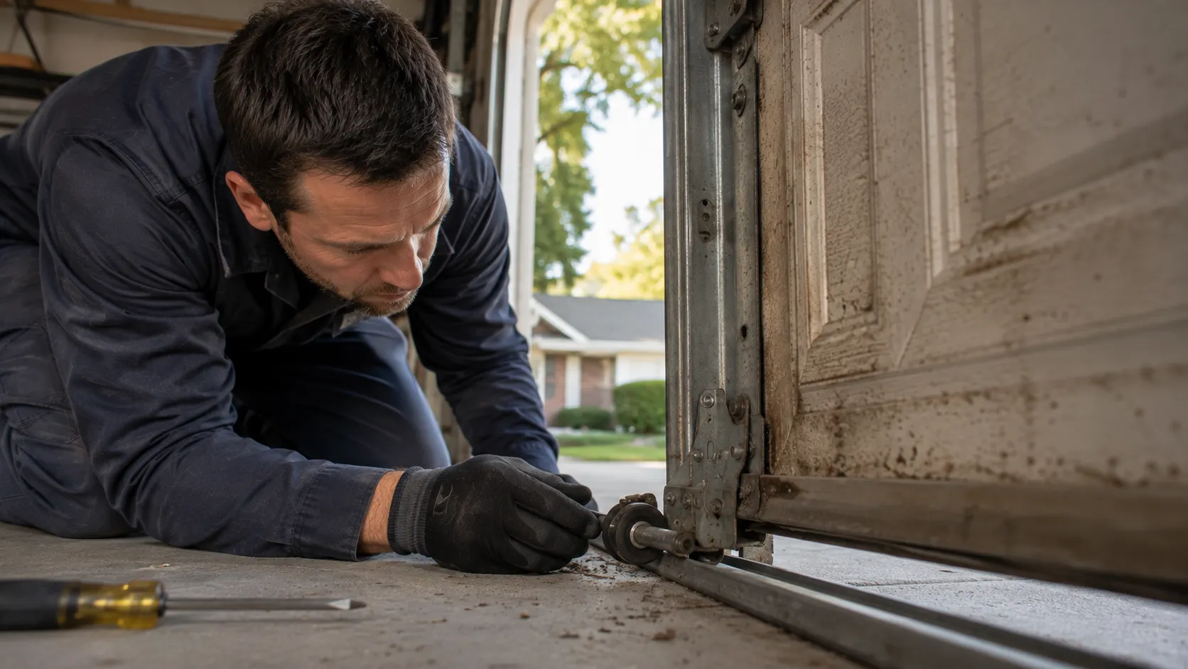Garage door detail illustrating is your corona garage door worth fixing, or worth replacing